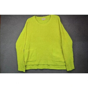 Melloday Women's Hi-Lo Cable Knit Sweater-Size XL-Pockets-Yellow